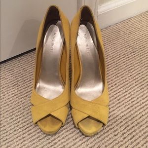 Yellow suede heels